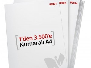 1'den - 3500'e Numaralı A4 Kağıt 80 Gr 1. Hamur - Copier Bond