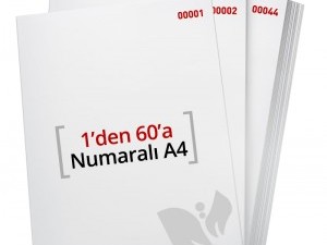 1'den - 60'a Numaralı A4 Kağıt 80 Gr 1. Hamur - Copier Bond