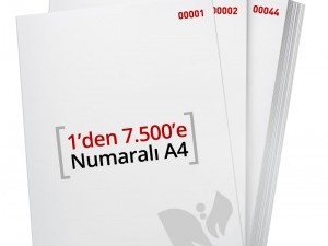 1'den - 7500'e Numaralı A4 Kağıt 80 Gr 1. Hamur - Copier Bond
