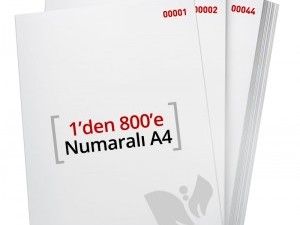 1'den - 800'e Numaralı A4 Kağıt 80 Gr 1. Hamur - Copier Bond