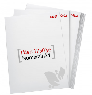 1'den - 1750'ye Numaralı A4 Kağıt 80 Gr 1. Hamur - Copier Bond