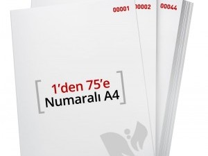 1'den - 75'e Numaralı A4 Kağıt 80 Gr 1. Hamur - Copier Bond